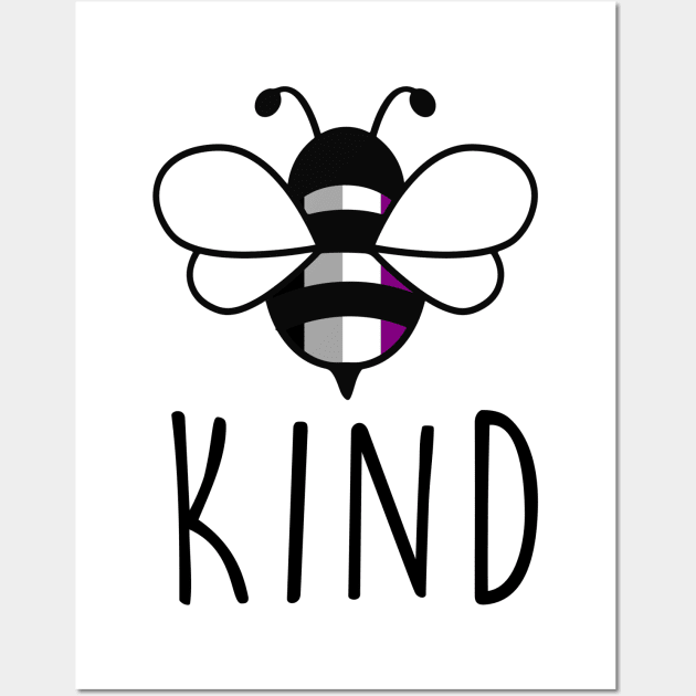 Be Kind Asexual Bee Gay Pride LGBT Rainbow Gift Wall Art by Lones Eiless